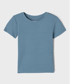 tee-shirt manches courtes en maille cotelee fille bleu standard tee-shirtsG657101_4