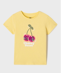 GEMO Tee-shirt manches courtes avec motif en relief fille jaune standard