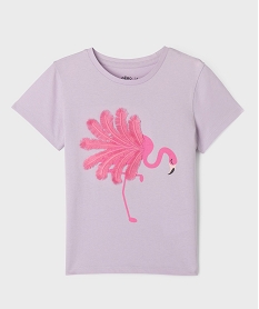 GEMO Tee-shirt manches courtes avec motif en relief fille violet standard