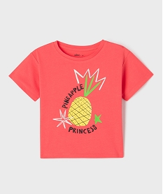 tee-shirt manches courtes oversize avec motif fluo fille rose vif tee-shirtsG658101_4