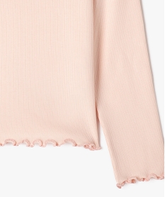 tee-shirt manches longues en maille cotelee fille rose standard tee-shirtsG658601_2