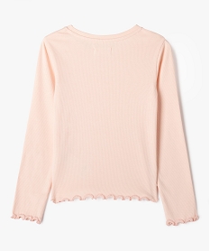 tee-shirt manches longues en maille cotelee fille rose standard tee-shirtsG658601_3