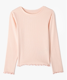 tee-shirt manches longues en maille cotelee fille rose standard tee-shirtsG658601_4