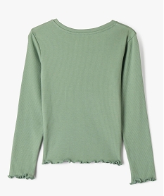 tee-shirt manches longues en maille cotelee fille vert standard tee-shirtsG658701_3