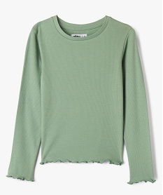 tee-shirt manches longues en maille cotelee fille vert standard tee-shirtsG658701_4