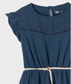 robe fille en maille avec buste brode et manches a volants bleu standardG660401_2