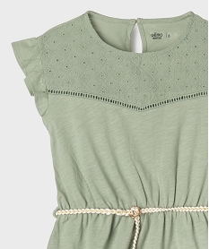 robe fille en maille avec buste brode et manches a volants kaki standardG660501_2