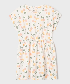 robe a manches courtes imprimee en coton fille blanc vifG660801_4