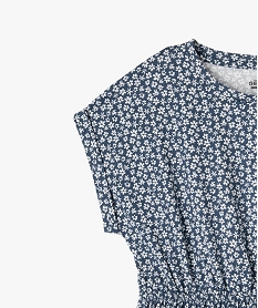 robe a manches courtes imprimee en coton fille navyG660901_2