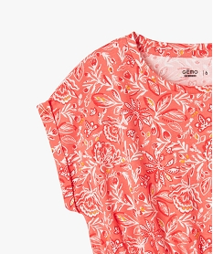 robe a manches courtes imprimee en coton fille rose standardG661001_2