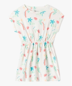 GEMO Robe à manches courtes imprimée en coton fille blanc standard