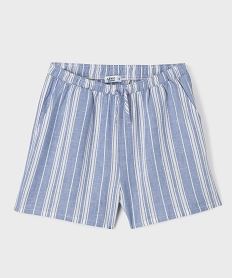 GEMO Short large en viscose et lin taille ajustable fille Bleu