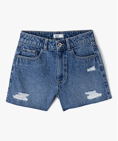 GEMO Short en jean coupe ample aspect usé fille Bleu
