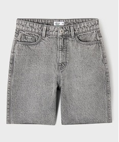 GEMO Bermuda en jean taille haute finition sans coutures fille Gris