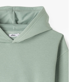 sweat a capuche coupe courte avec interieur molletonne fille vert sweatsG665001_2