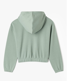 sweat a capuche coupe courte avec interieur molletonne fille vert sweatsG665001_3