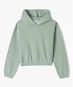 sweat a capuche coupe courte avec interieur molletonne fille vert sweatsG665001_4