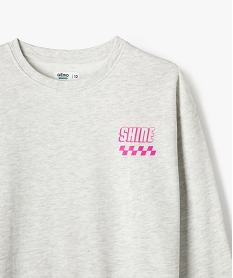 sweat molletonne avec large motif dos fille gris sweatsG665201_2