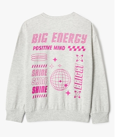 sweat molletonne avec large motif dos fille gris sweatsG665201_3