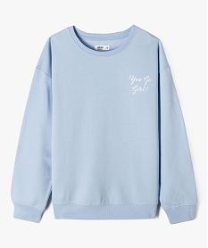 GEMO Sweat molletonné avec large motif dos fille Bleu