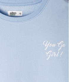sweat molletonne avec large motif dos fille bleu sweatsG665401_2