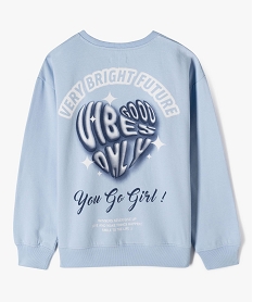 sweat molletonne avec large motif dos fille bleu sweatsG665401_3