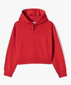 GEMO Sweat à capuche court et large fille rouge standard