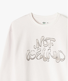 sweat molletonne avec large motif devant fille blanc standard sweatsG665801_2