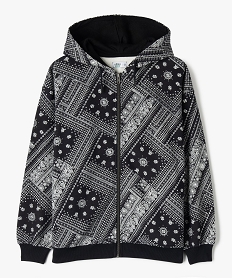 GEMO Sweat zippé à capuche à motif cachemire fille noir standard