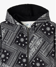 sweat zippe a capuche a motif cachemire fille noir standard sweatsG665901_2