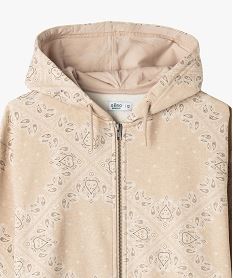 sweat zippe a capuche a motif cachemire fille beige sweatsG666001_2