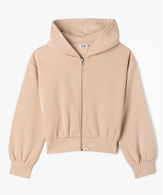 GEMO Sweat zippé à capuche coupe courte fille beige taupe