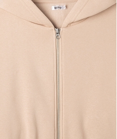 sweat zippe a capuche coupe courte fille beige taupe sweatsG666101_2