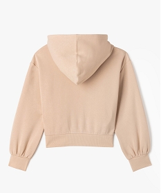 sweat zippe a capuche coupe courte fille beige taupe sweatsG666101_3