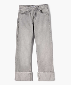 GEMO Jean baggy à revers taille ajustable fille gris standard