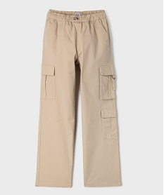 pantalon coupe cargo straight avec taille elastique fille beige standard pantalonsG667201_4