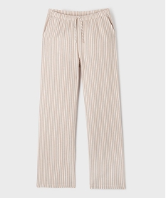 GEMO Pantalon large en lin rayé fille Imprimé