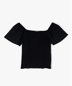 GEMO Tee-shirt en viscose avec buste smocké fille noir standard