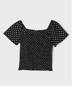 GEMO Tee-shirt en viscose avec buste smocké fille Noir