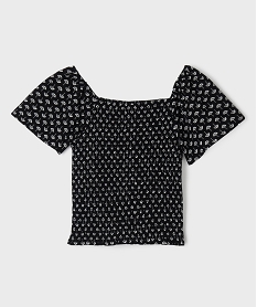 tee-shirt en viscose avec buste smocke fille noirG669101_3