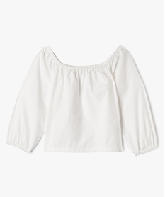 GEMO Blouse manches longues avec col Bardot fille Blanc
