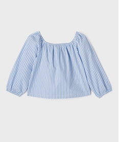 GEMO Chemise rayée à manches longues et col Bardot fille Imprimé