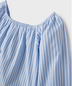 chemise rayee a manches longues et col bardot fille imprimeG669401_2