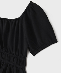 robe manches courtes col bardot en viscose fille noir standardG669501_2