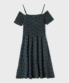 robe fleurie a fines bretelles et buste smocke fille noirG670001_3