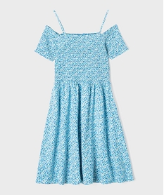 robe fleurie a fines bretelles et buste smocke fille noirG670101_3
