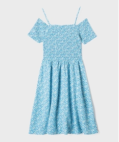 robe fleurie a fines bretelles et buste smocke fille noirG670101_4