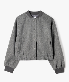 GEMO Blouson court aspect drap de laine fille gris standard