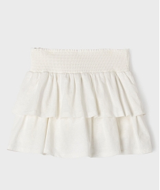 jupe short a volants et taille a smocks fille blancG670501_3