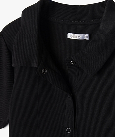 polo a manches courtes en maille cotelee fille noir standard tee-shirtsG670701_2